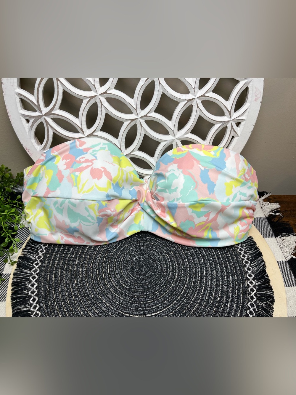 NWT Victoria's Secret Pastel Multi-Color Bandeau Bikini Top With‎ Straps
